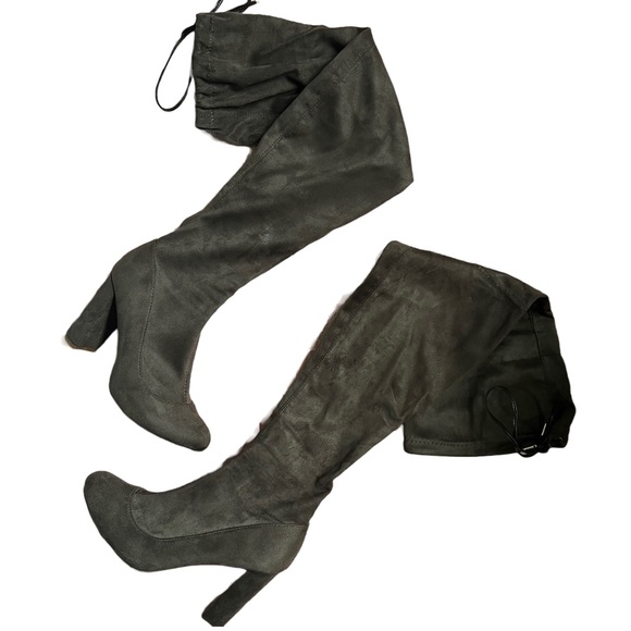 LILIANA BROWN “KENZY-6” OVER THE KNEE CHUNKY HEEL BOOT WITH DRAWSTRING SIZE 7.5 - Picture 6 of 11